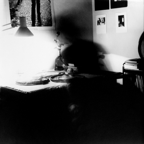 <strong>Dinner — Jirka (2 rolls, salami, tea)</strong><br /><strong>25. 7. 1985</strong> | Opava – Kateřinky<br />gelatin silver print, 297 × 298 mm [vintage print]