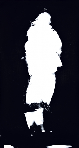 <strong>1962/7, II/VII</strong><br /><strong>23. 8. 2001</strong><br />gelatin silver bromide photographic paper, frame (rubber from the tires of mine transport vehicles), 107 × 200,7 × 5 cm
