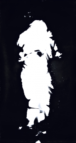 <strong>1962/7, V/VII</strong><br /><strong>23. 8. 2001</strong><br />gelatin silver bromide photographic paper, frame (rubber from the tires of mine transport vehicles), 107 × 200,8 × 5 cm