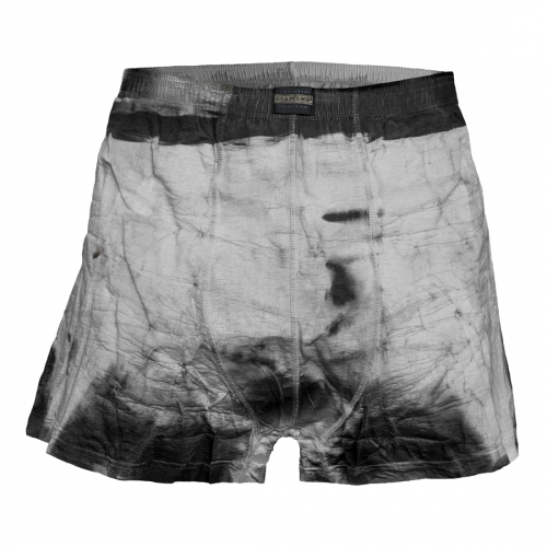 <strong>Untitled (4D photogram)</strong><br /><strong>23. 3. 2009</strong><br />boxers shorts size XXXL, cotton, photo–sensitive emulsion, height 51 cm