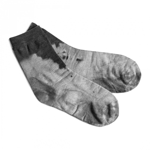 <strong>Visiting the Fiducia Photography Gallery  (4D photogram)</strong><br /><strong>27. 3. 2009</strong><br />socks size 10, cotton, photo–sensitive emulsion, height 17 cm [2×]